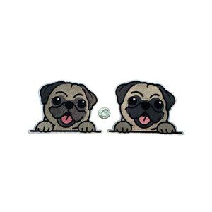 PUG Patches 2 Pc Set Iron / Sew ON 5.5" X 4.5" Fabric Embroidered Patches  NEW